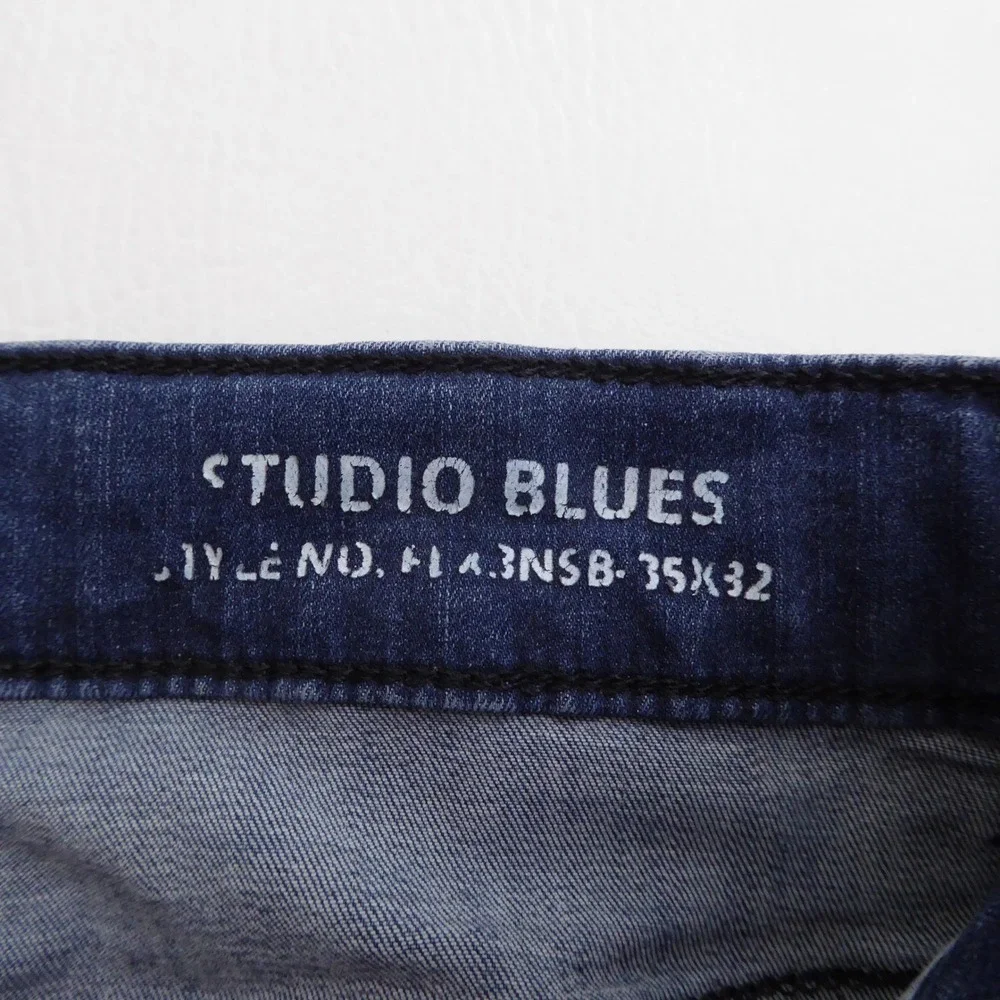 Mugsy Mens Jeans Slim Fit Blue Studio Blues Stretch Denim 35x32